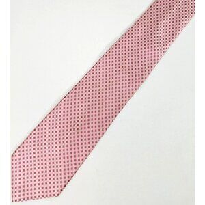 Nicole Miller New York Mens Necktie Pink White Checkered Silk Tie 59.50" by 3.5"